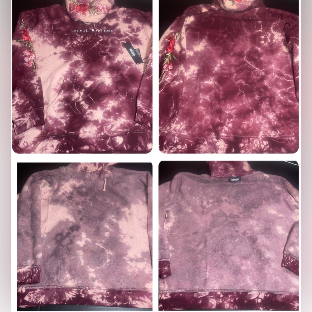 BNWT CIVIL REGIME CRANBERRY MARBLE WASH LARGE MENS UNISEX TIE DYE HOODIE - Picture 11 of 16